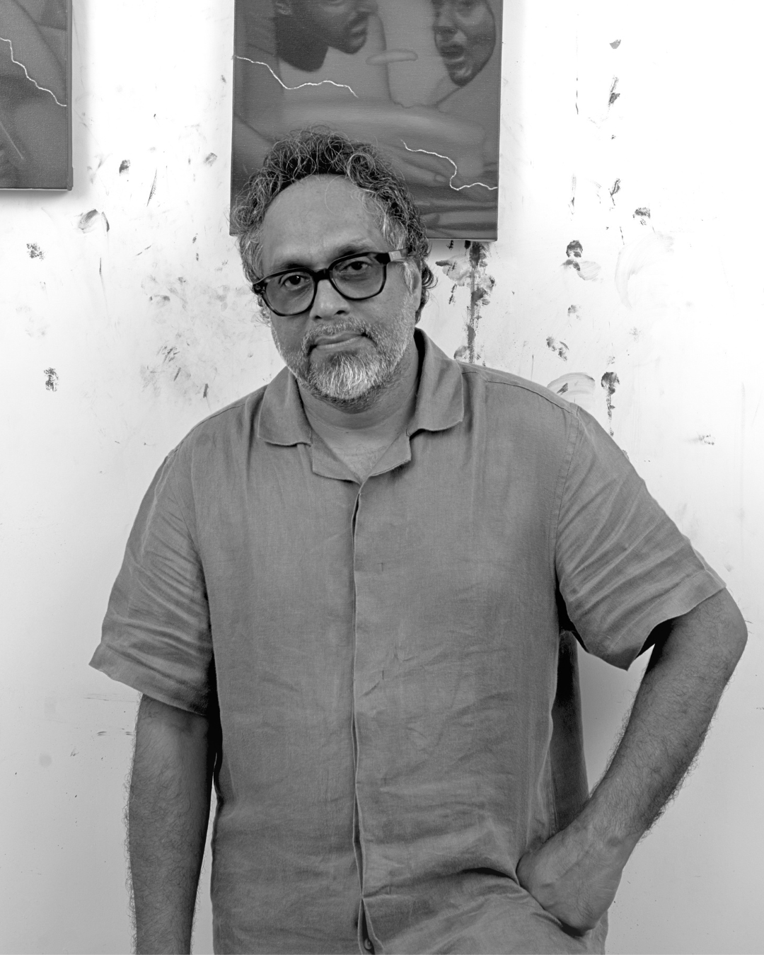 Riyas Komu, artist and curator, in his studio